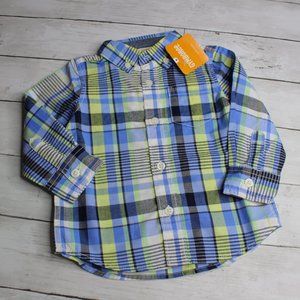 Gymboree Baby Boy Plaid Dress Shirt Blue Yellow
